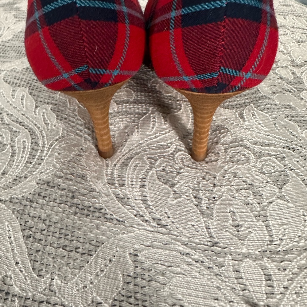 Sole Society Red Plaid Heels - Picture 2 of 6